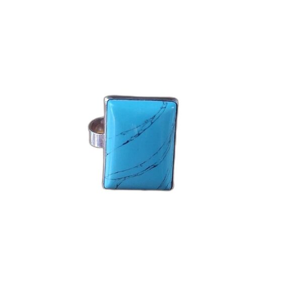 Turquoise Sterling Silver Mod Ring AND Dangle Earrings Size 8-8.5 Ring - Picture 4 of 15